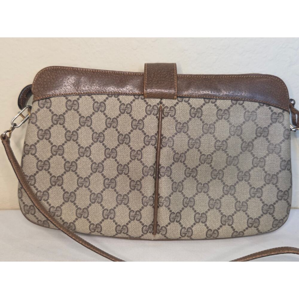 Gucci GG Supreme Web Stripe Crossbody Messenger Bag Ophidia Vintage Leather Trim - Picture 4 of 15